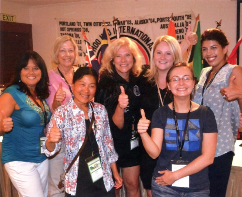 Grand Snark Robyn Beckett (center) with six new members of Hoo-Hoo, concatted at the 2016 convention.